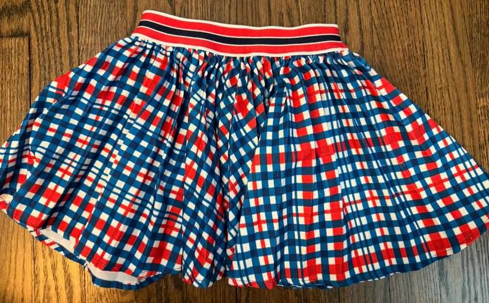Jacadi Girls Sz 4T Multicolour Plaid Skirt Red White Blue